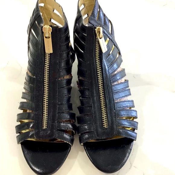 Michael Kors Black and Gold Gladiator wedge Sandal Bootie - Picture 2 of 6